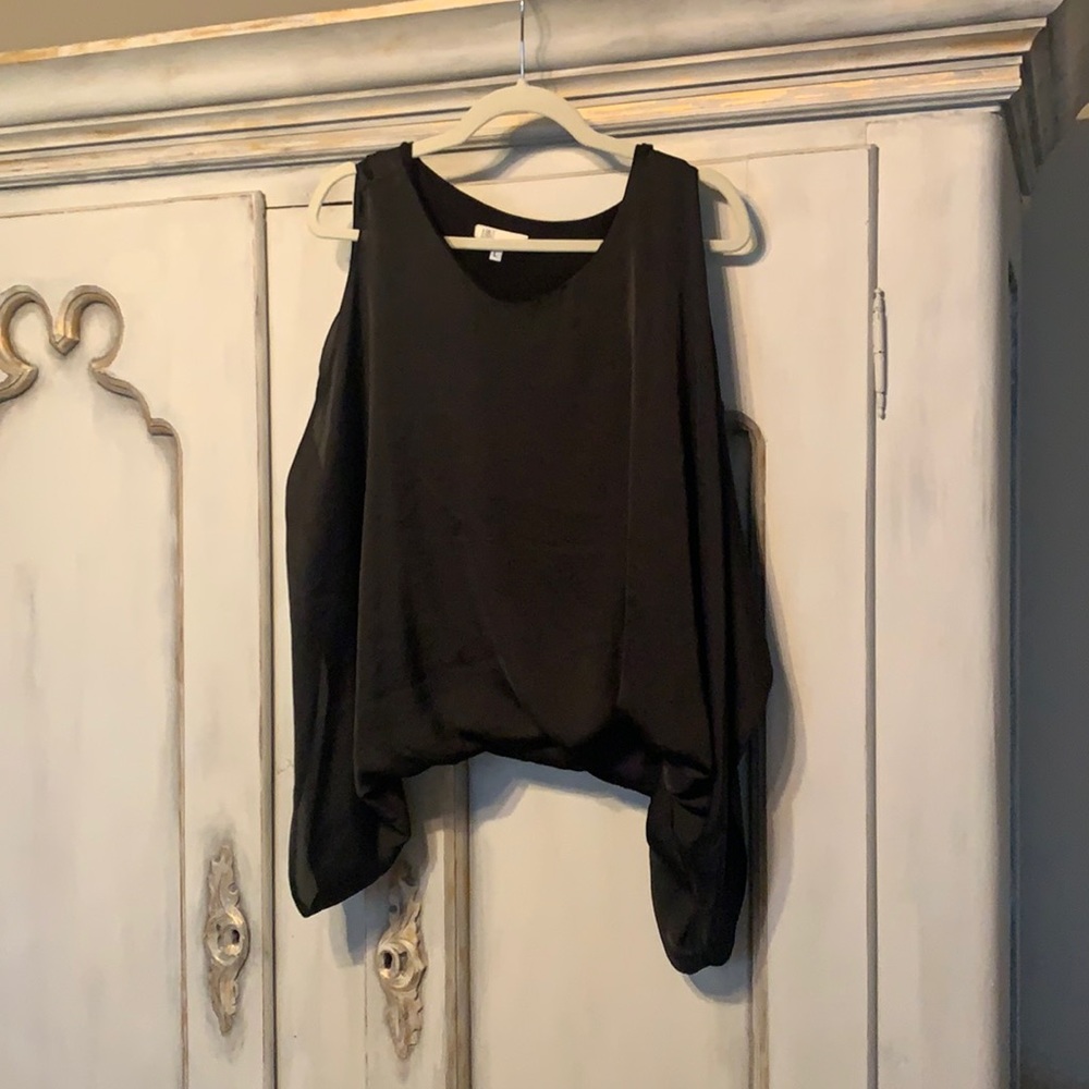 Aunt Wanda Black Satin Bare Shoulder Blouse